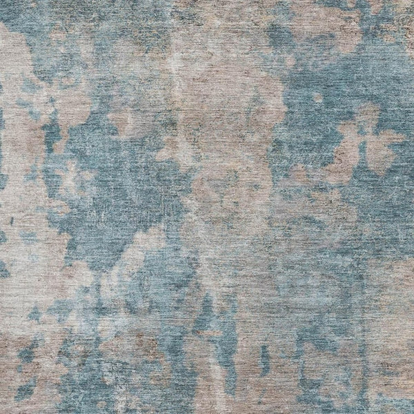HomeRoots 8' X 10' Teal and Ivory Abstract Area Rug - Durable, Washable, UV-Protected for High-Traffic Spaces 649850