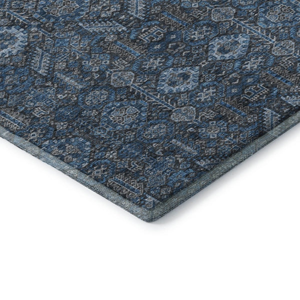 HomeRoots 5' X 8' Blue and Ivory Tribal Area Rug - Stain-Resistant, UV Protected for High-Traffic Spaces 649854