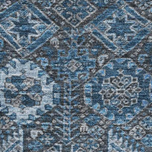 HomeRoots 5' X 8' Blue and Ivory Tribal Area Rug - Stain-Resistant, UV Protected for High-Traffic Spaces 649854