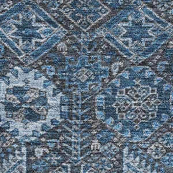 HomeRoots 5' X 8' Blue and Ivory Tribal Area Rug - Stain-Resistant, UV Protected for High-Traffic Spaces 649854