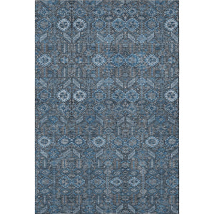 HomeRoots 5' X 8' Blue and Ivory Tribal Area Rug - Stain-Resistant, UV Protected for High-Traffic Spaces 649854