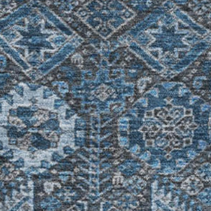 HomeRoots 10' X 14' Blue and Ivory Tribal Area Rug – Washable, UV Protected, Soft, Stylish for Busy Homes 649858