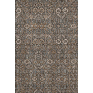 HomeRoots 5' Chocolate and Gray Tribal Washable Area Rug - Durable, UV-Protected, Stain-Resistant Design! 649860