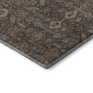 HomeRoots 8' Chocolate and Gray Tribal Round Rug - Durable, Washable, UV Protected, Perfect for High-Traffic Areas 649861