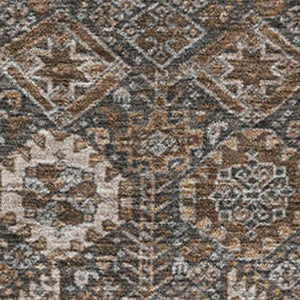HomeRoots 9' X 12' Chocolate and Gray Tribal Area Rug - Washable, UV Protected, Perfect for Family Spaces! 649863