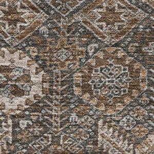 HomeRoots 10' Chocolate and Gray Tribal Area Rug – Washable, UV-Protected, Stain-Resistant, Non-Slip Design! 649864