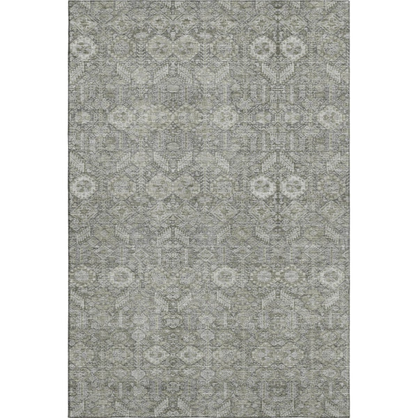 HomeRoots 5' X 8' Gray Tribal Area Rug - Washable, UV-Protected, Stain-Resistant for Modern & Boho Decor 649866
