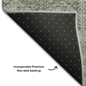 HomeRoots 5' X 8' Gray Tribal Area Rug - Washable, UV-Protected, Stain-Resistant for Modern & Boho Decor 649866