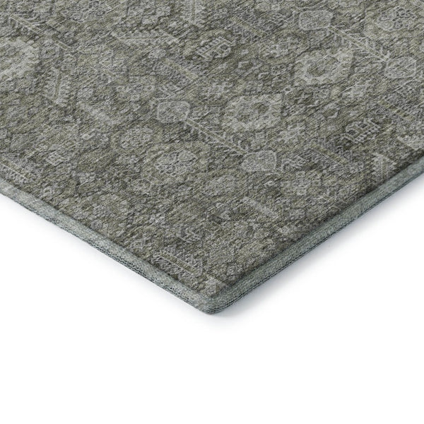 HomeRoots 5' X 8' Gray Tribal Area Rug - Washable, UV-Protected, Stain-Resistant for Modern & Boho Decor 649866