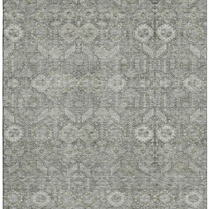 HomeRoots 5' X 8' Gray Tribal Area Rug - Washable, UV-Protected, Stain-Resistant for Modern & Boho Decor 649866