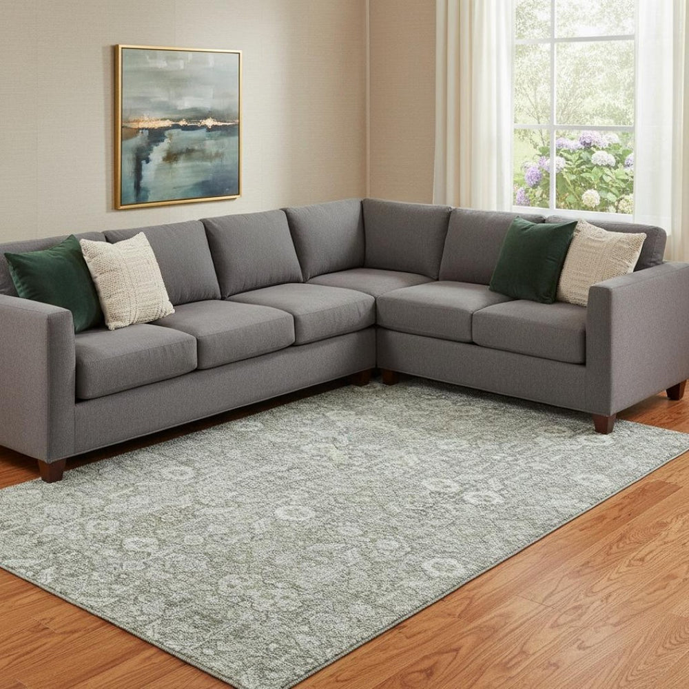 HomeRoots 8' X 10' Gray and Ivory Tribal Area Rug - Stylish, Stain-Resistant, UV Protected for Busy Homes 649868