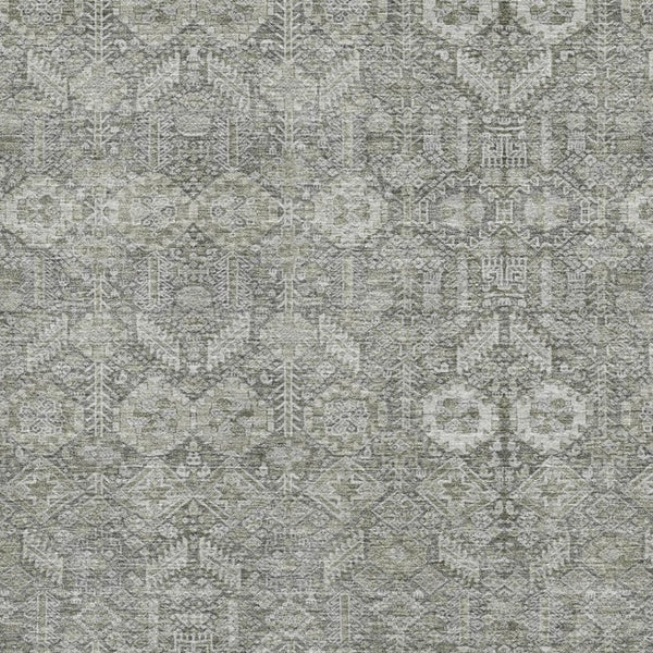 HomeRoots 8' X 10' Gray and Ivory Tribal Area Rug - Stylish, Stain-Resistant, UV Protected for Busy Homes 649868