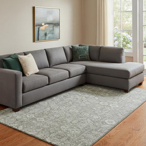 HomeRoots 9' X 12' Gray and Ivory Tribal Area Rug - Washable, UV Protected, Stain Resistant for Busy Homes 649869