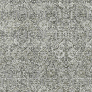 HomeRoots 9' X 12' Gray and Ivory Tribal Area Rug - Washable, UV Protected, Stain Resistant for Busy Homes 649869