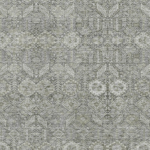 HomeRoots 9' X 12' Gray and Ivory Tribal Area Rug - Washable, UV Protected, Stain Resistant for Busy Homes 649869