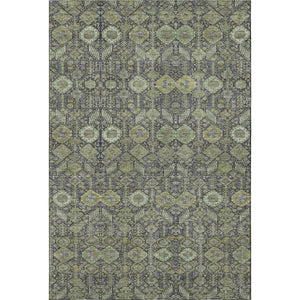 HomeRoots 9' X 12' Green Gray Ivory Tribal Area Rug - Washable, UV-Protected, Soft & Durable for Busy Homes 649875