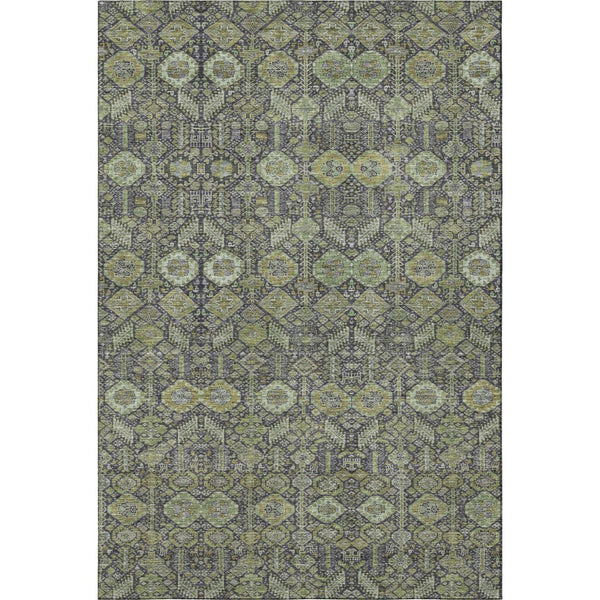 HomeRoots 9' X 12' Green Gray Ivory Tribal Area Rug - Washable, UV-Protected, Soft & Durable for Busy Homes 649875