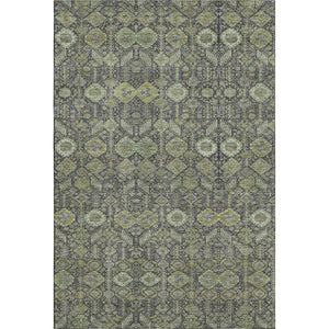 HomeRoots 10' X 14' Tribal Area Rug in Green, Gray & Ivory - Durable, Washable, UV Protected for Everyday Life 649876