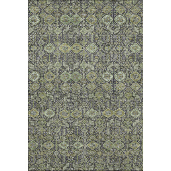 HomeRoots 10' X 14' Tribal Area Rug in Green, Gray & Ivory - Durable, Washable, UV Protected for Everyday Life 649876