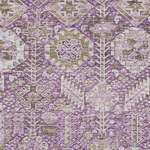 HomeRoots 5' X 8' Stylish Lavender And Ivory Tribal Area Rug - Washable, UV Protected, Stain Resistant Design 649878
