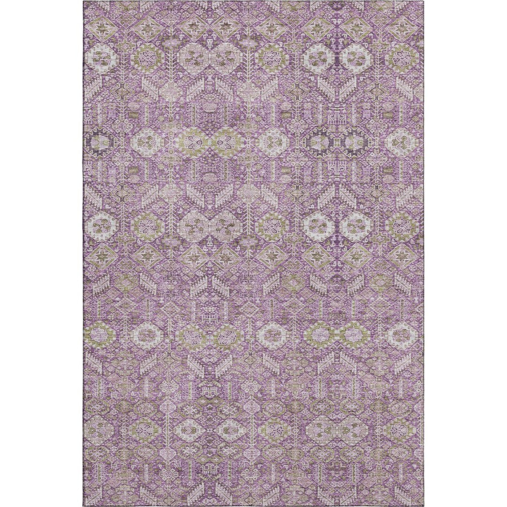 HomeRoots 8' X 10' Lavender & Ivory Tribal Washable Area Rug - UV Protection, Stain-Resistant, Kid-Friendly 649880