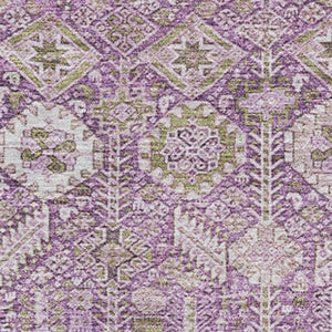 HomeRoots 8' X 10' Lavender & Ivory Tribal Washable Area Rug - UV Protection, Stain-Resistant, Kid-Friendly 649880