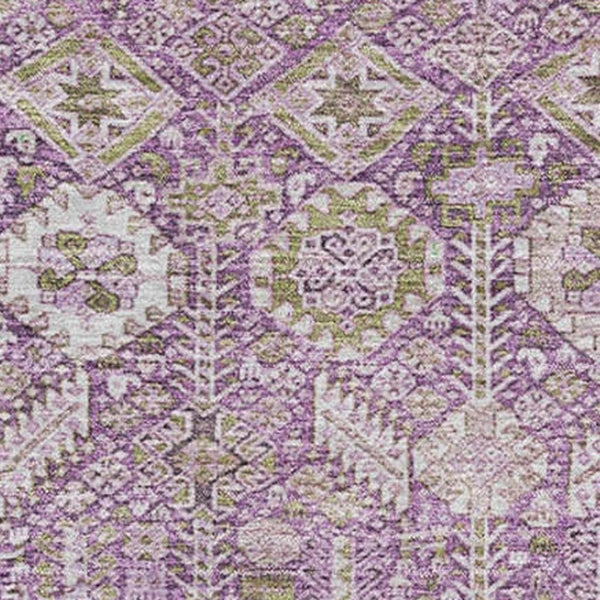 HomeRoots 8' X 10' Lavender & Ivory Tribal Washable Area Rug - UV Protection, Stain-Resistant, Kid-Friendly 649880