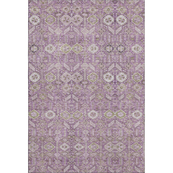 HomeRoots 9' X 12' Lavender & Ivory Tribal Washable Area Rug – Stylish, Stain-Resistant & UV Protected Decor! 649881