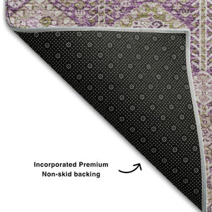 HomeRoots 9' X 12' Lavender & Ivory Tribal Washable Area Rug – Stylish, Stain-Resistant & UV Protected Decor! 649881