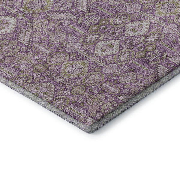 HomeRoots 9' X 12' Lavender & Ivory Tribal Washable Area Rug – Stylish, Stain-Resistant & UV Protected Decor! 649881