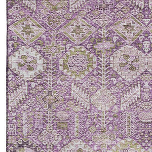 HomeRoots 9' X 12' Lavender & Ivory Tribal Washable Area Rug – Stylish, Stain-Resistant & UV Protected Decor! 649881
