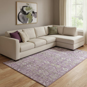 HomeRoots 10' X 14' Lavender Tribal Area Rug - Soft, Durable, Washable with UV Protection for Every Room 649882
