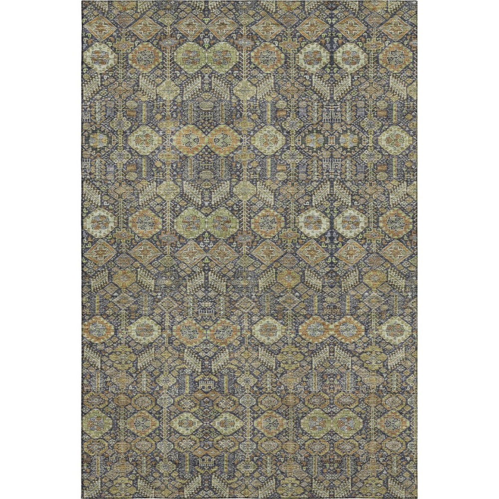 HomeRoots 5' X 8' Tribal Area Rug in Rust Green & Gray – Washable, Stain Resistant, UV Protection & Stylish! 649884