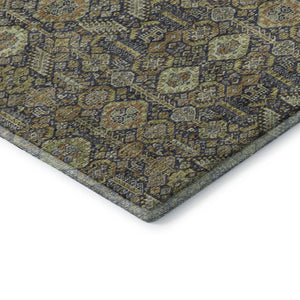 HomeRoots 8' Rust Green and Gray Tribal Round Rug - Washable, UV Protected, Stain Resistant for Busy Homes 649885
