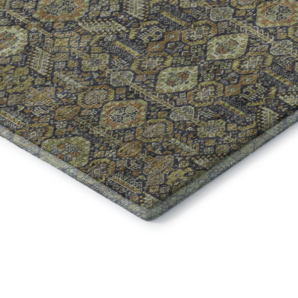 HomeRoots 8' Rust Green and Gray Tribal Round Rug - Washable, UV Protected, Stain Resistant for Busy Homes 649885