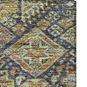 HomeRoots 8' X 10' Washable Rust Green & Gray Tribal Area Rug with UV Protection for Homes with Kids & Pets 649886