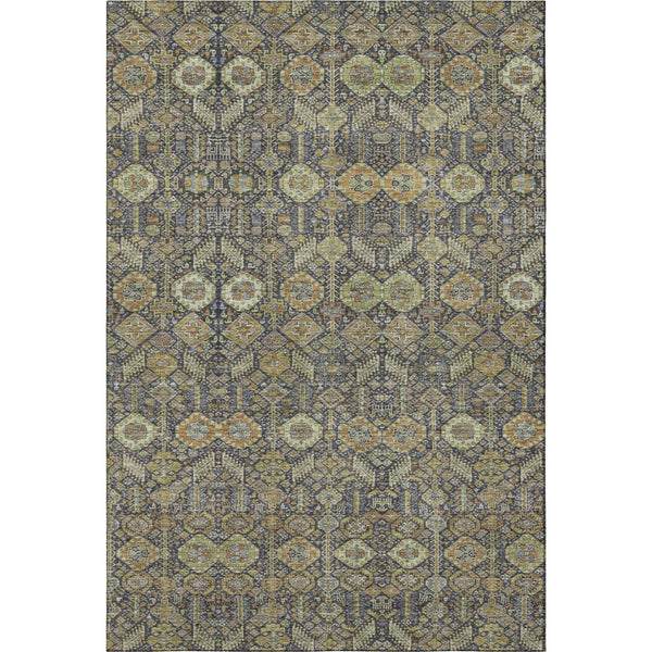 HomeRoots 9' X 12' Rustic Green and Gray Tribal Area Rug - Washable, UV Protected, Perfect for Kids & Pets! 649887