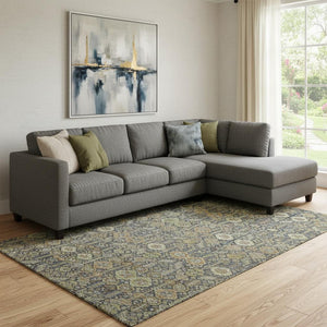 HomeRoots 10' X 14' Vibrant Rust Green & Gray Tribal Washable Area Rug with UV Protection for Every Space 649888