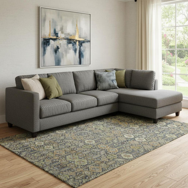 HomeRoots 10' X 14' Vibrant Rust Green & Gray Tribal Washable Area Rug with UV Protection for Every Space 649888