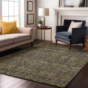 HomeRoots 10' X 14' Vibrant Rust Green & Gray Tribal Washable Area Rug with UV Protection for Every Space 649888
