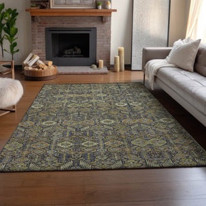 HomeRoots 10' X 14' Vibrant Rust Green & Gray Tribal Washable Area Rug with UV Protection for Every Space 649888
