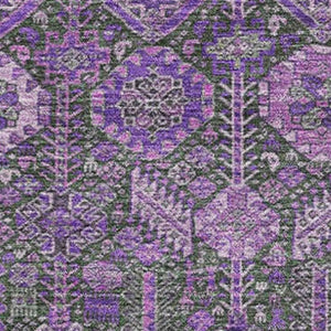 HomeRoots 8' X 10' Purple and Ivory Tribal Area Rug - Washable, UV-Protected, Pet-Friendly for Modern Spaces 649892