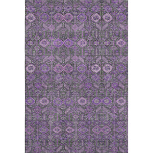 HomeRoots 9' X 12' Purple & Ivory Tribal Area Rug - Washable, UV-Protected, Durable & Stain-Resistant Design 649893