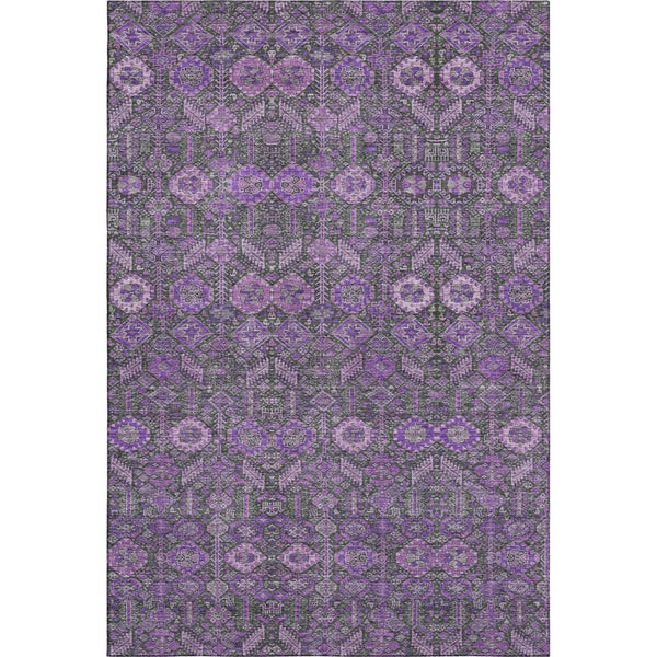 HomeRoots 9' X 12' Purple & Ivory Tribal Area Rug - Washable, UV-Protected, Durable & Stain-Resistant Design 649893