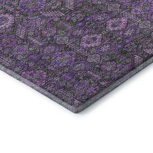 HomeRoots 9' X 12' Purple & Ivory Tribal Area Rug - Washable, UV-Protected, Durable & Stain-Resistant Design 649893