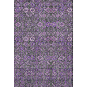 HomeRoots 9' X 12' Purple & Ivory Tribal Area Rug - Washable, UV-Protected, Durable & Stain-Resistant Design 649893