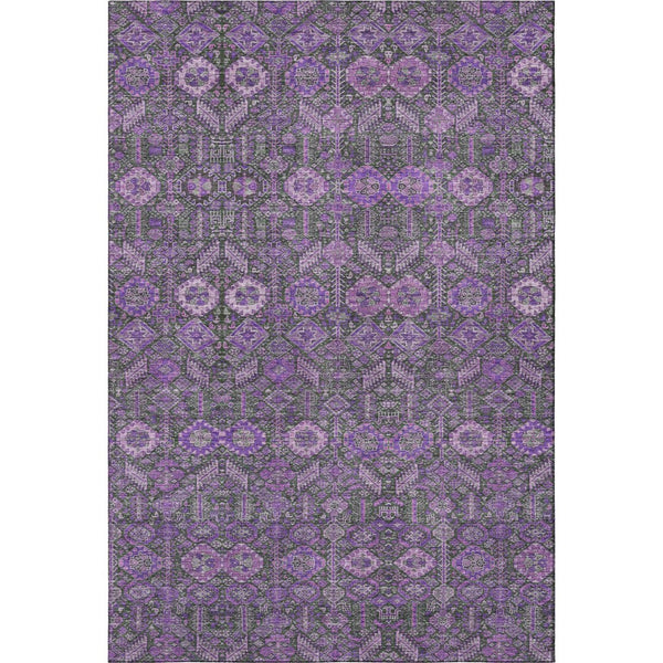 HomeRoots 9' X 12' Purple & Ivory Tribal Area Rug - Washable, UV-Protected, Durable & Stain-Resistant Design 649893