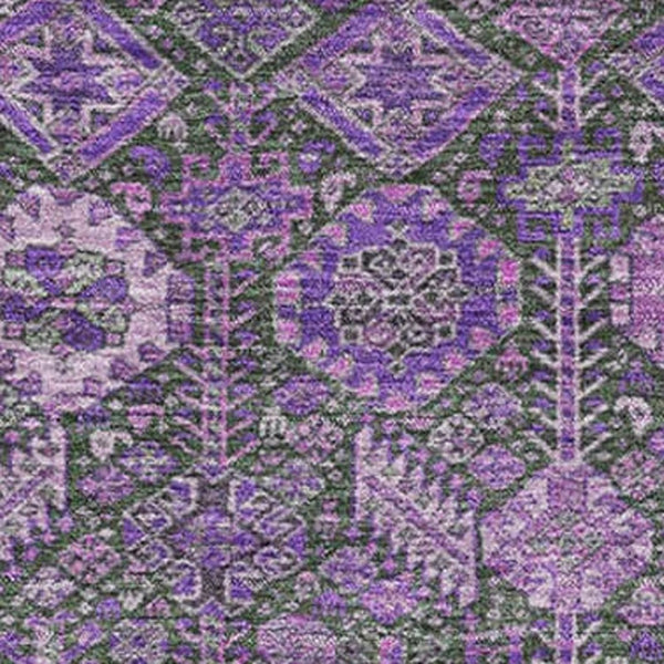 HomeRoots 10' X 14' Tribal Washable Area Rug in Purple & Ivory - UV Protected, Stain Resistant & Stylish Comfort 649894