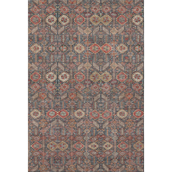 HomeRoots 8' X 10' Bold Tribal Washable Area Rug - Red Gold Gray with UV Protection for Stylish Living Spaces 649898