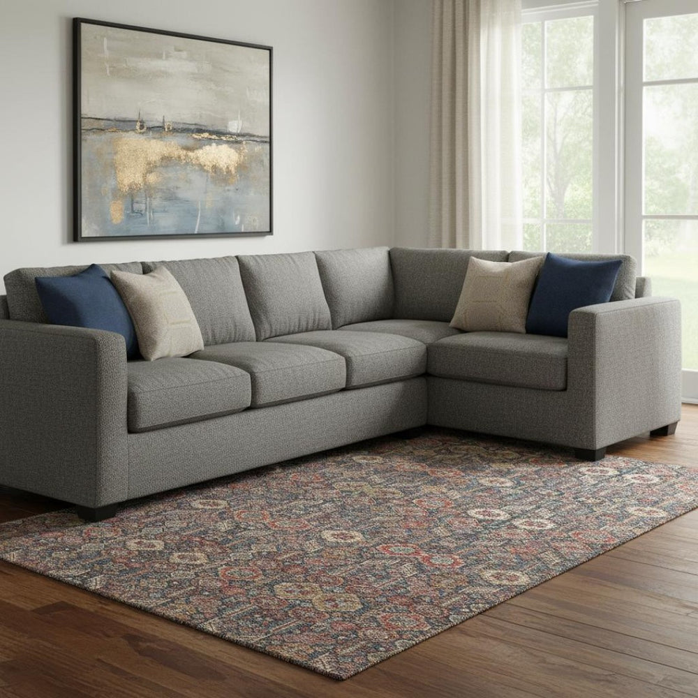 HomeRoots 9' X 12' Red Gold Gray Tribal Washable Area Rug – Durable, Stain-Resistant, UV-Protected Design for Homes 649899